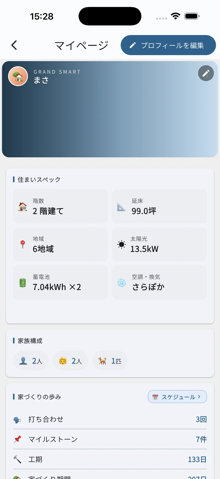 マイページ閲覧画面（入力済・上部）